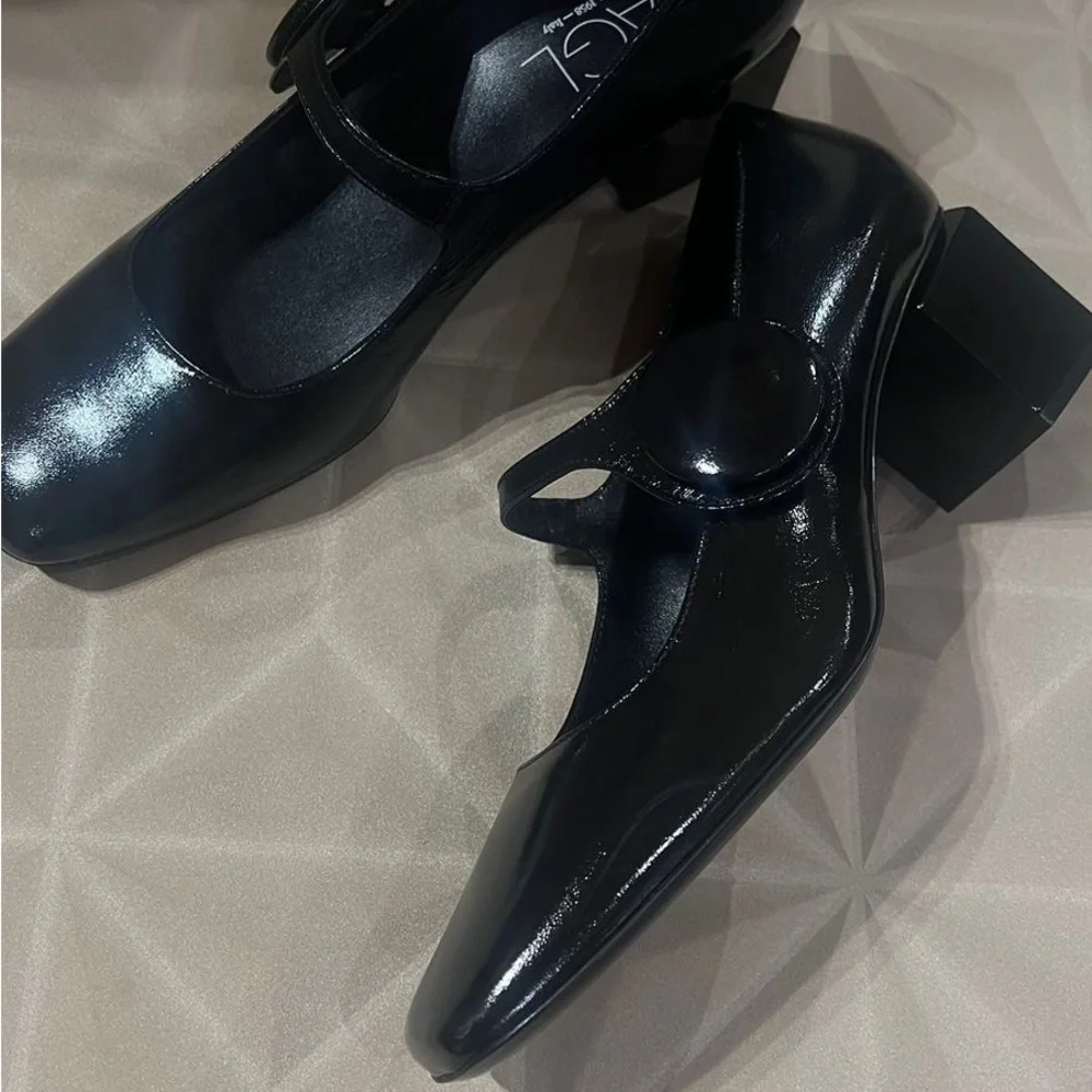 AGL Shiny Black Mary Jane Flats leather made in Italy size EU 40